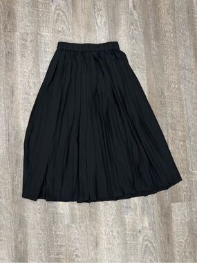 Pleated Black Midi Skirt Dark Academia Goth Size 6